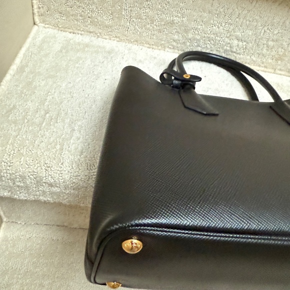 Prada Saffiano Cuir Medium Double Bag Black - Picture 5 of 11